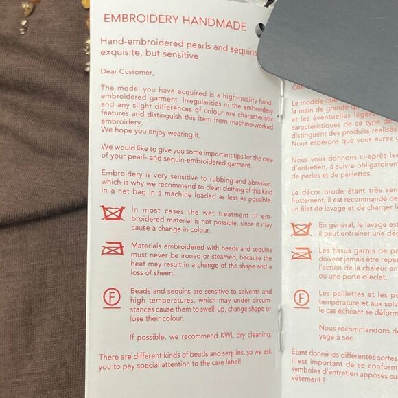 ESCADA Brown Beaded Sequined Beaded Blouse 42 Nwt - Picture 10 of 13